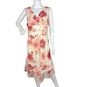 Sfuzi Womens Vtg Y2K 90s Babydoll Dress Midi Floral Fairy Sleeveless Size M